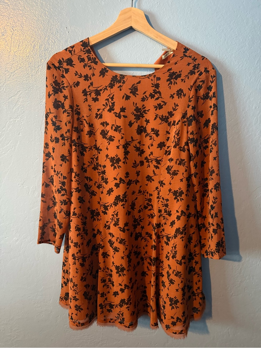 Kimchi Rust Floral Long-Sleeve Swing Dress